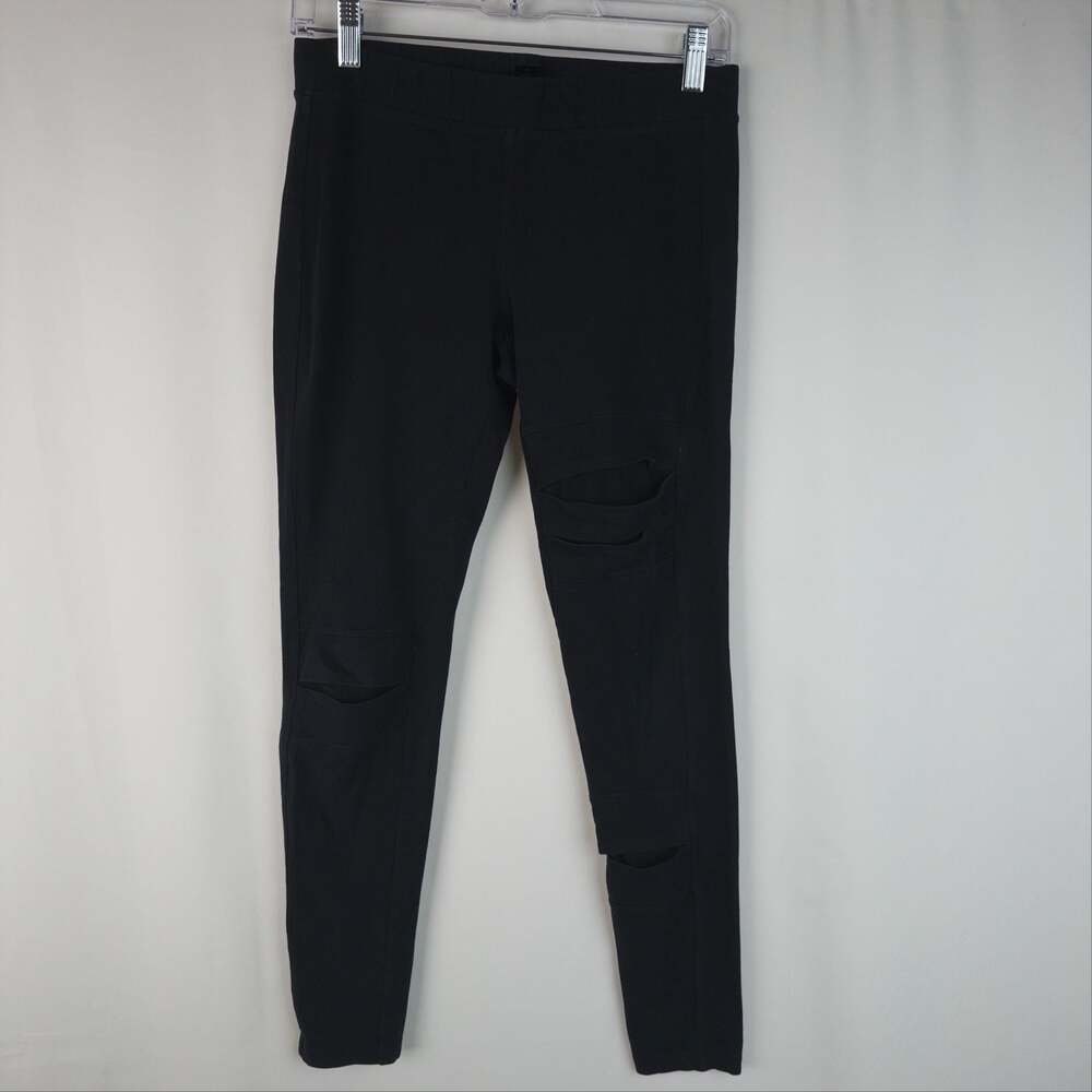 Express Black Distressed Knee Slit Cut-Out Leggings Size P